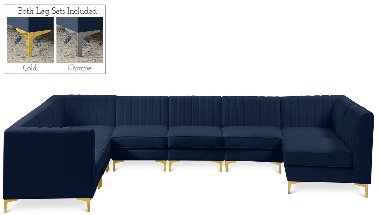 Alina Navy Velvet Modular Sectional - galleria furniture outlet