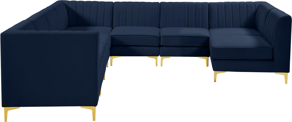 Alina Navy Velvet Modular Sectional - galleria furniture outlet