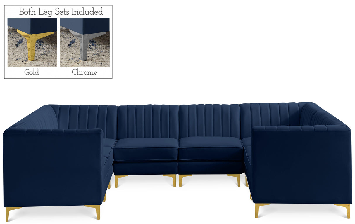 Alina Navy Velvet Modular Sectional - galleria furniture outlet