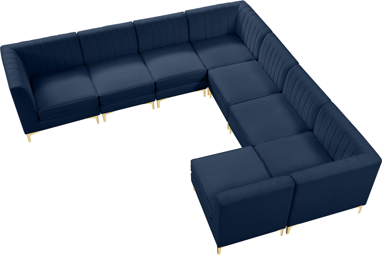 Alina Navy Velvet Modular Sectional - galleria furniture outlet