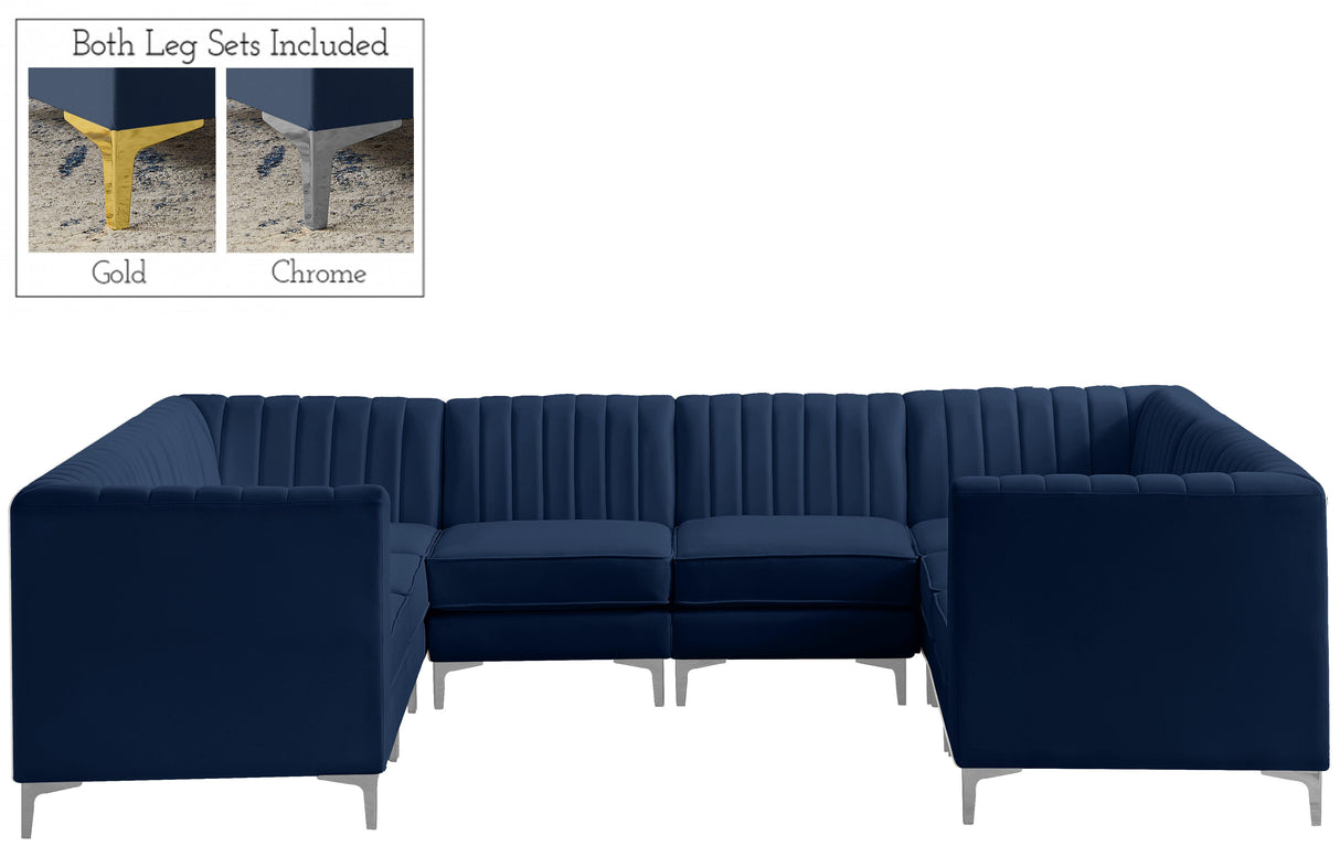 Alina Navy Velvet Modular Sectional - galleria furniture outlet