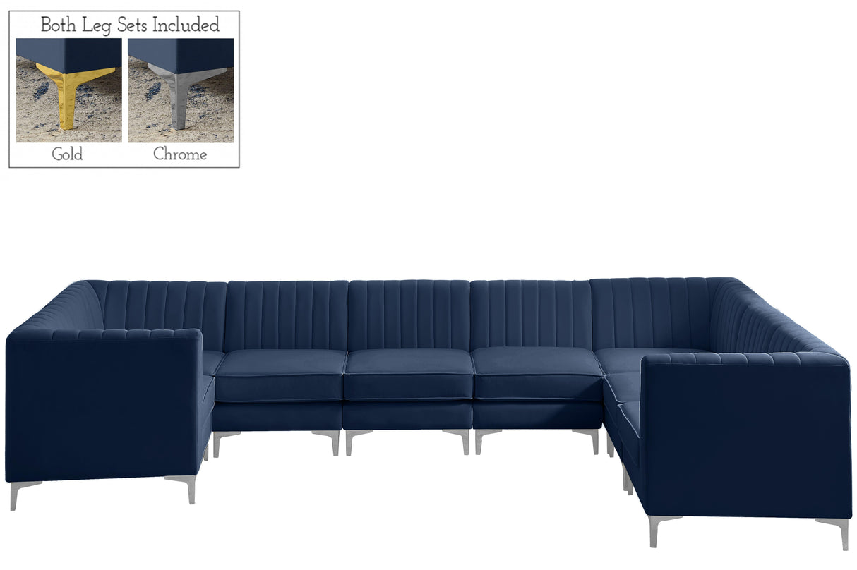 Alina Navy Velvet Modular Sectional - galleria furniture outlet