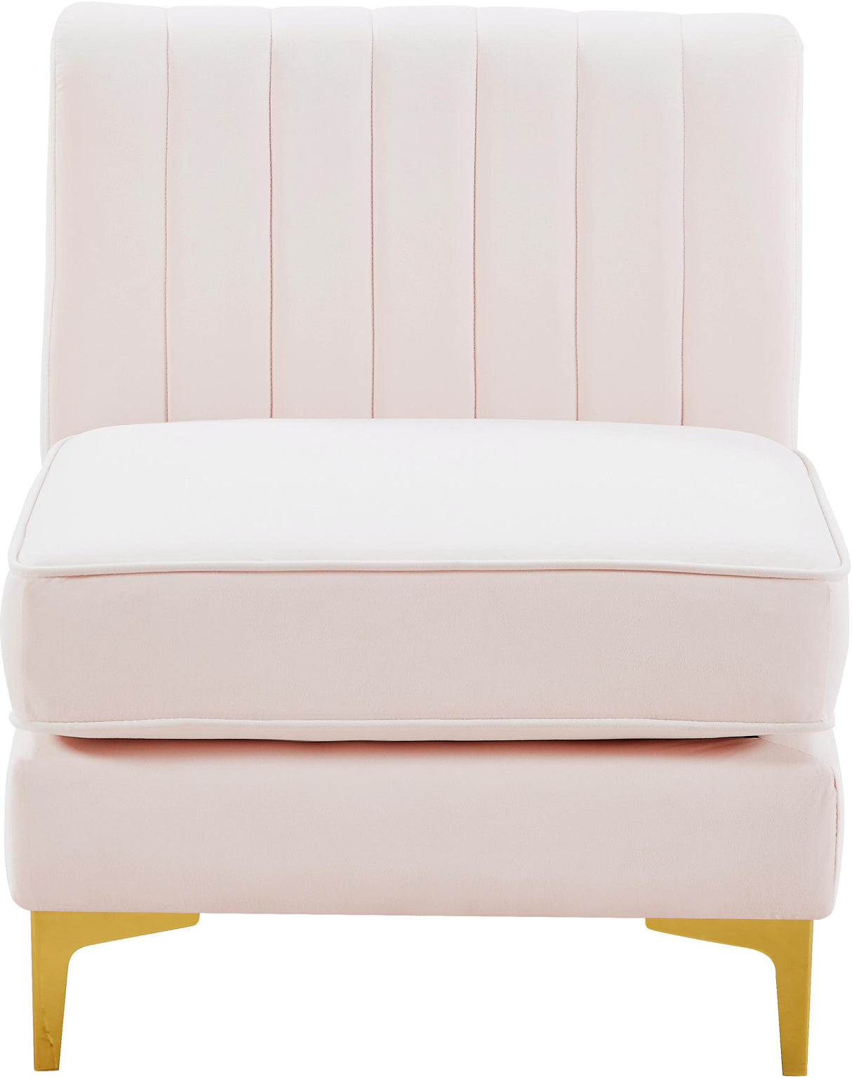 Alina Pink Velvet Armless Chair - galleria furniture outlet