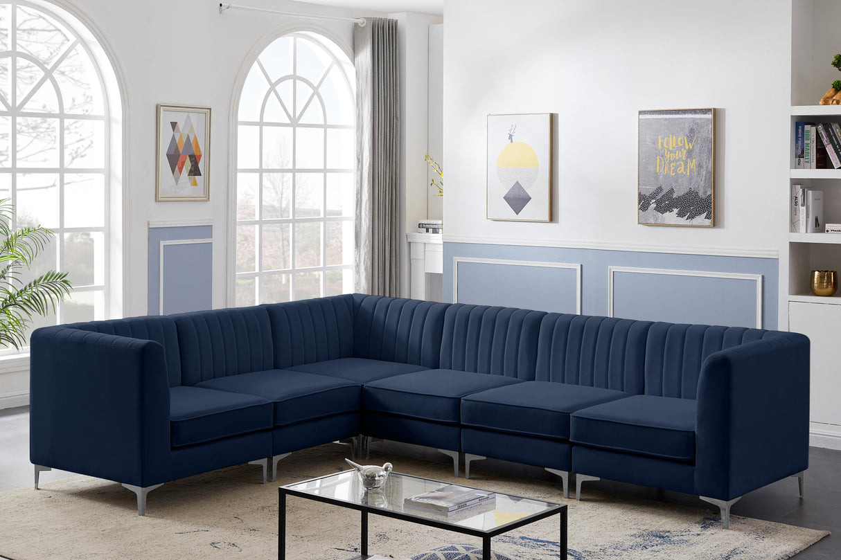 Alina Navy Velvet Modular Sectional - galleria furniture outlet