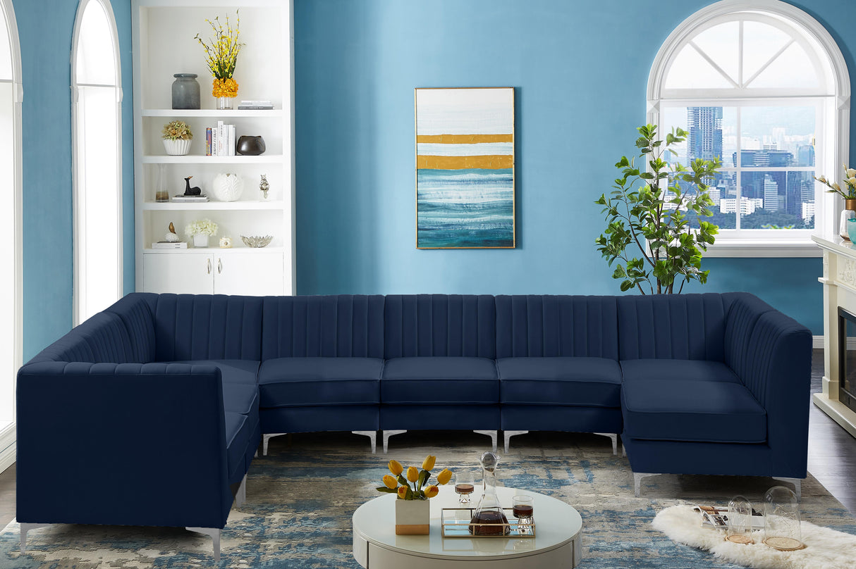 Alina Navy Velvet Modular Sectional - galleria furniture outlet