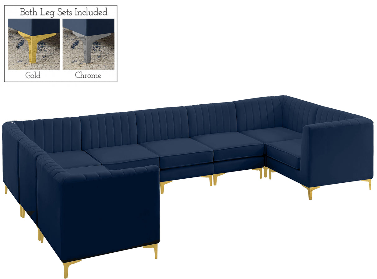 Alina Navy Velvet Modular Sectional - galleria furniture outlet