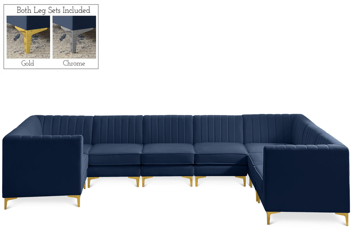 Alina Navy Velvet Modular Sectional - galleria furniture outlet
