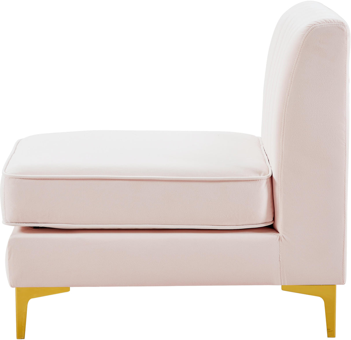 Alina Pink Velvet Armless Chair - galleria furniture outlet