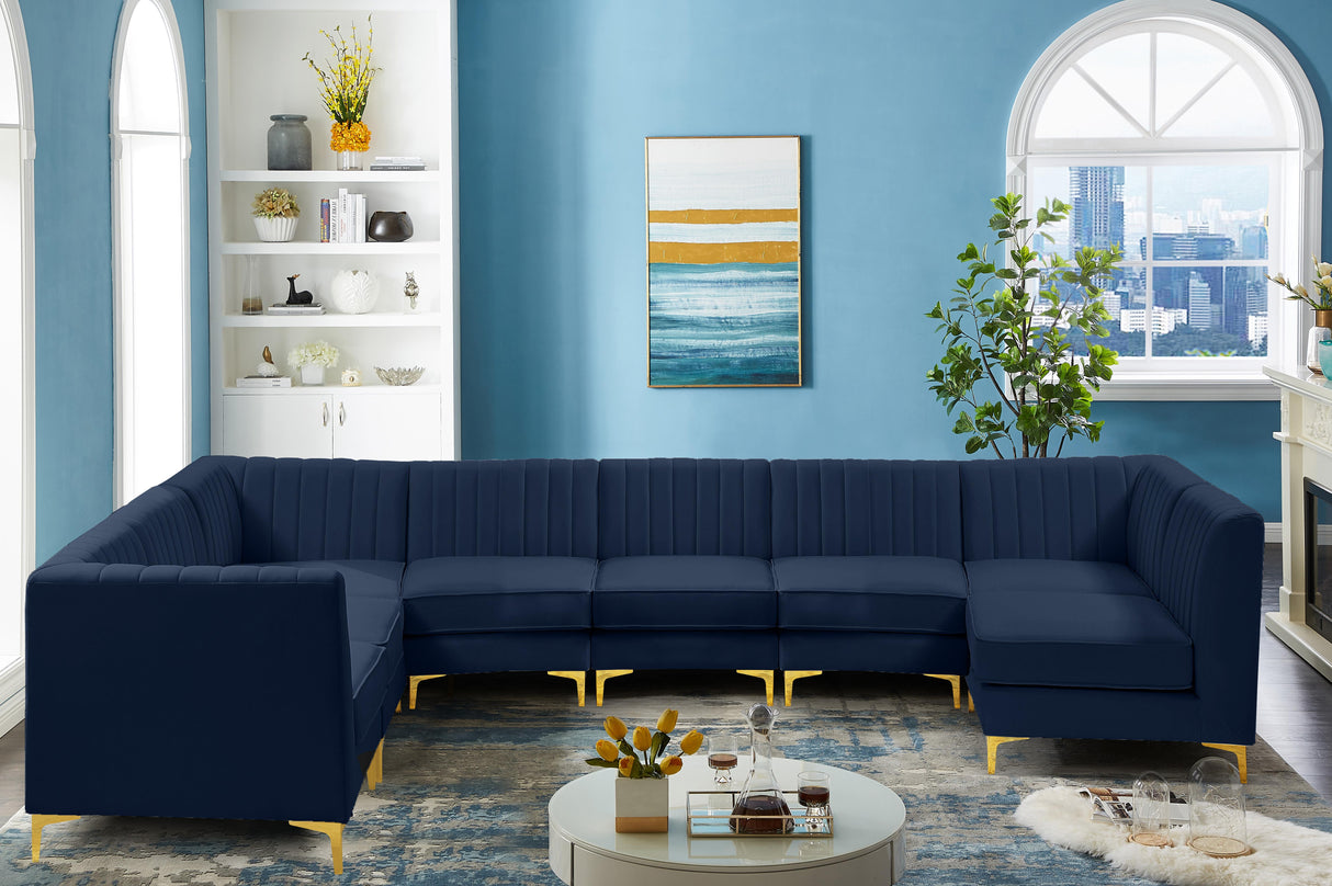 Alina Navy Velvet Modular Sectional - galleria furniture outlet