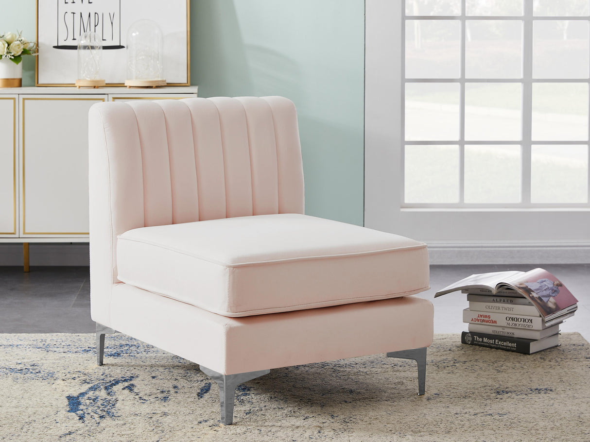 Alina Pink Velvet Armless Chair - galleria furniture outlet