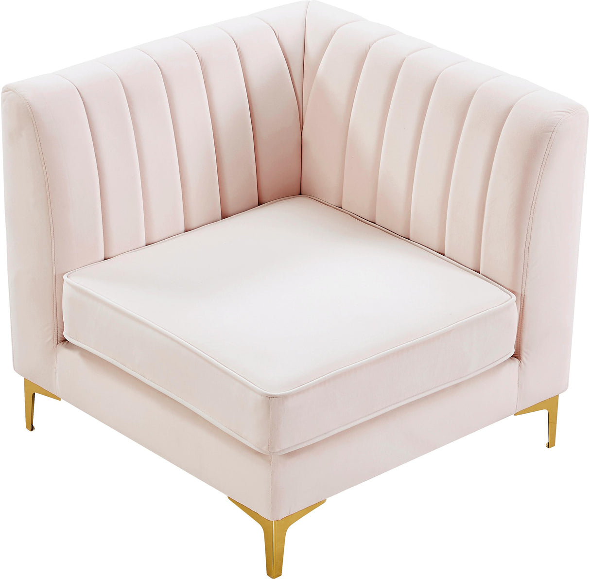 Alina Pink Velvet Corner Chair - galleria furniture outlet