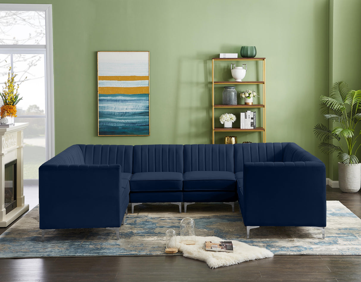 Alina Navy Velvet Modular Sectional - galleria furniture outlet