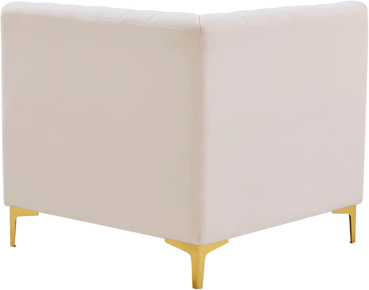 Alina Pink Velvet Corner Chair - galleria furniture outlet