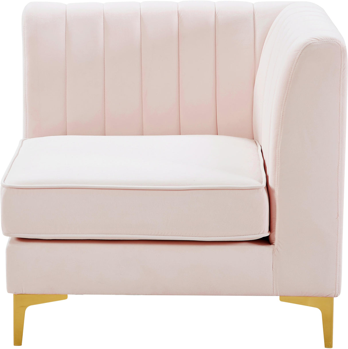 Alina Pink Velvet Corner Chair - galleria furniture outlet