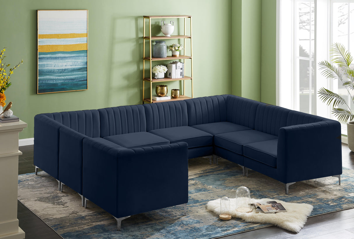 Alina Navy Velvet Modular Sectional - galleria furniture outlet