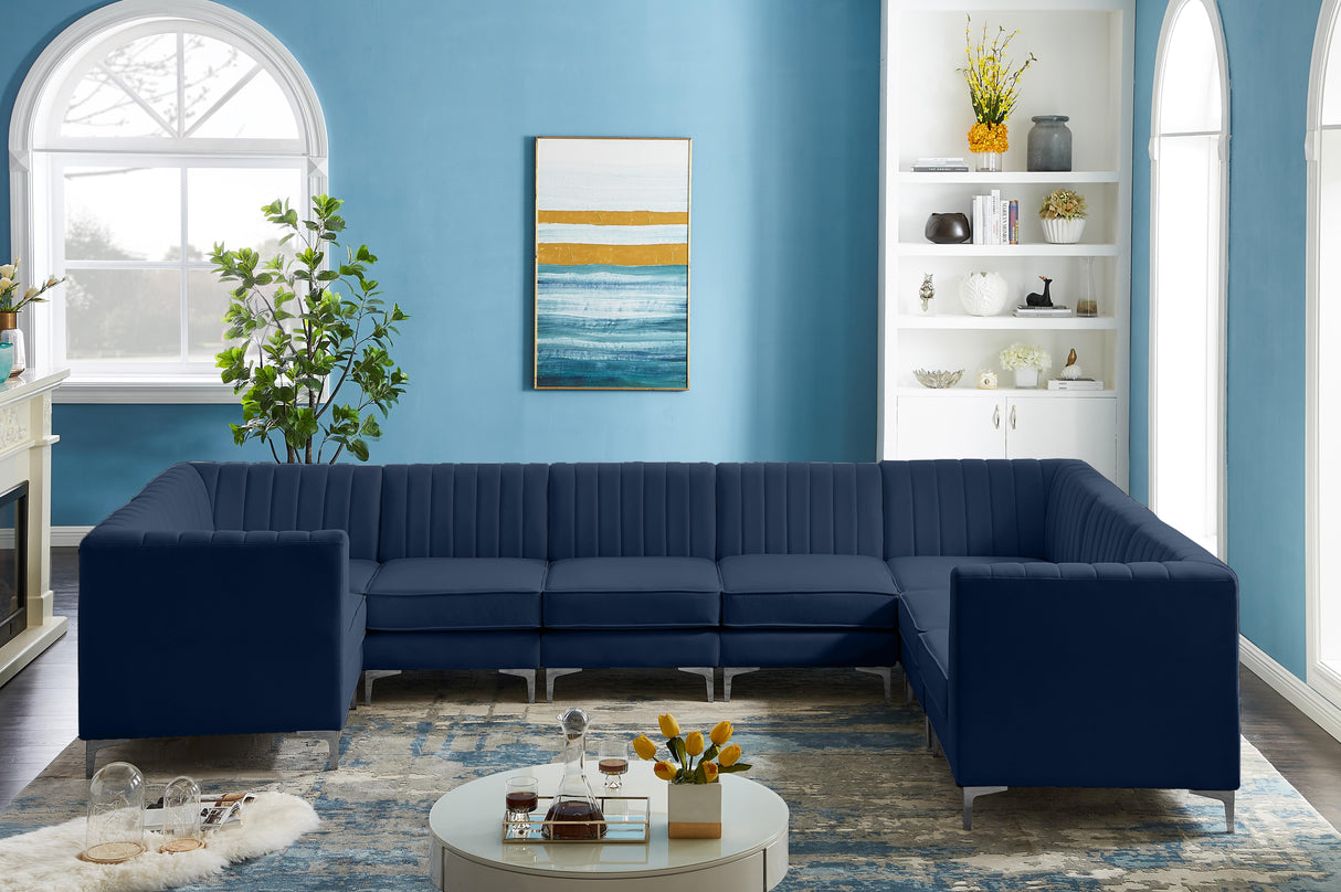 Alina Navy Velvet Modular Sectional - galleria furniture outlet