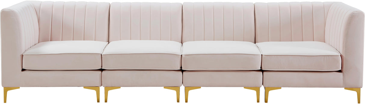 Alina Pink Velvet Modular Sectional - galleria furniture outlet