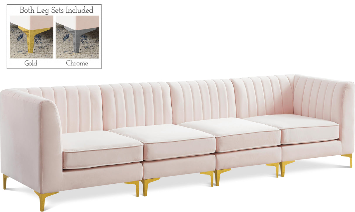Alina Pink Velvet Modular Sectional - galleria furniture outlet