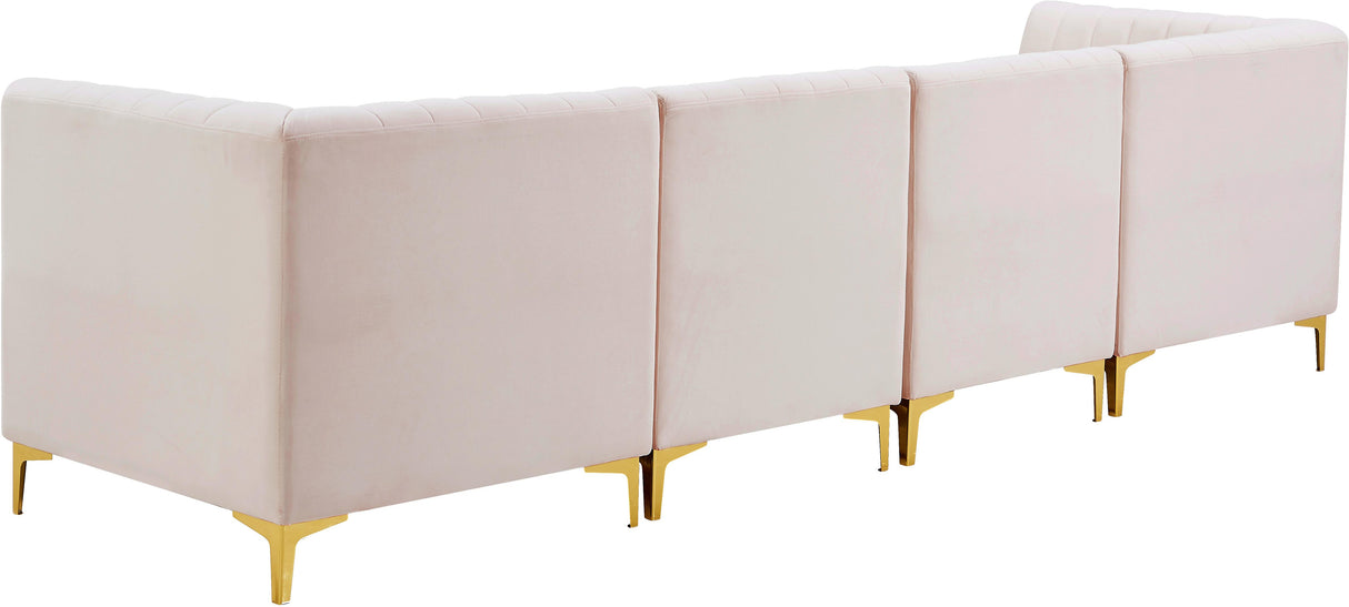 Alina Pink Velvet Modular Sectional - galleria furniture outlet