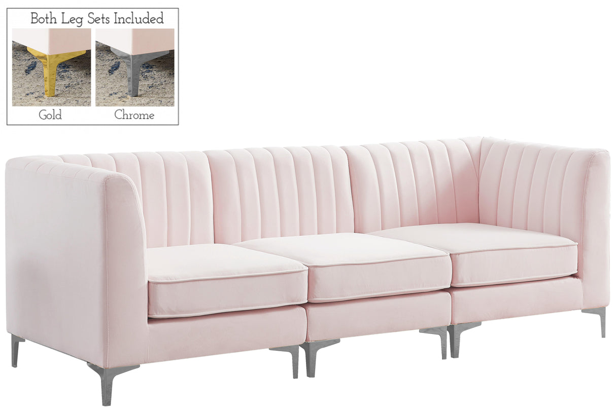 Alina Pink Velvet Modular Sectional - galleria furniture outlet