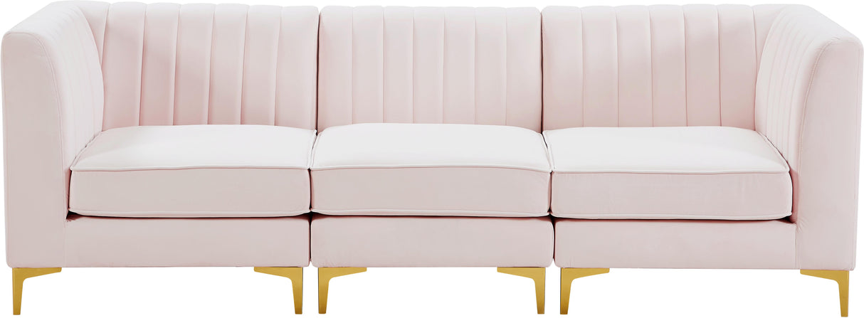 Alina Pink Velvet Modular Sectional - galleria furniture outlet