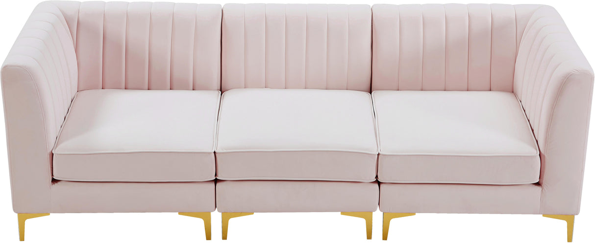 Alina Pink Velvet Modular Sectional - galleria furniture outlet