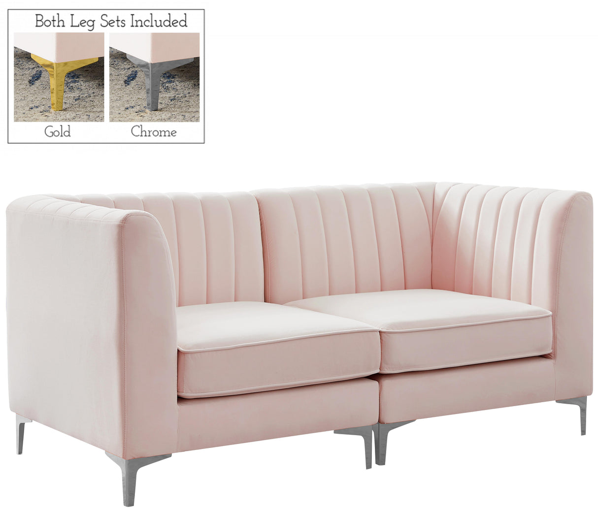 Alina Pink Velvet Modular Sectional - galleria furniture outlet