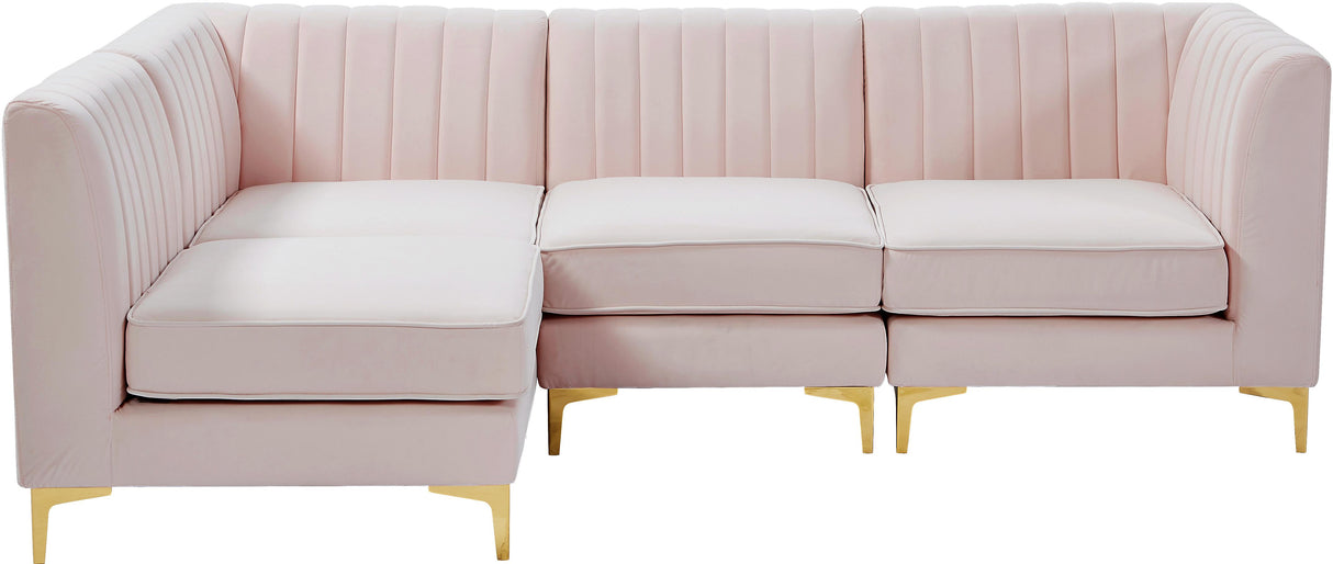 Alina Pink Velvet Modular Sectional - galleria furniture outlet