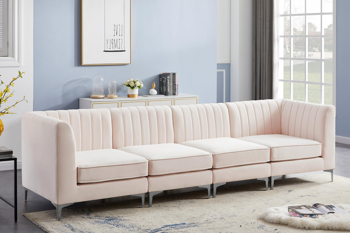 Alina Pink Velvet Modular Sectional - galleria furniture outlet