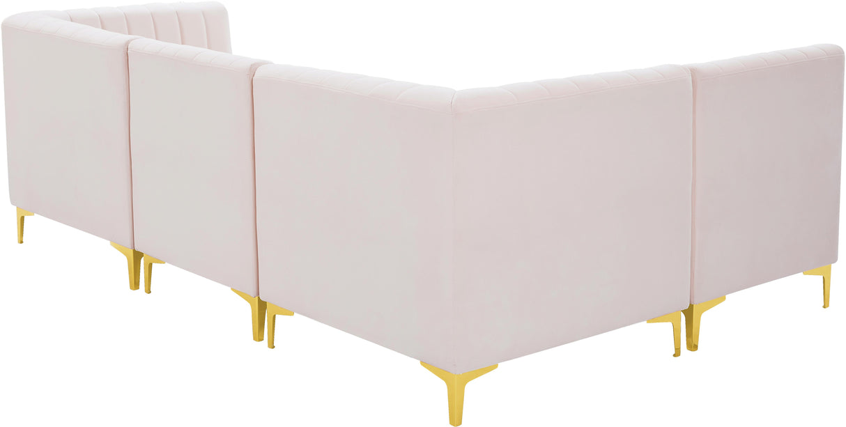 Alina Pink Velvet Modular Sectional - galleria furniture outlet