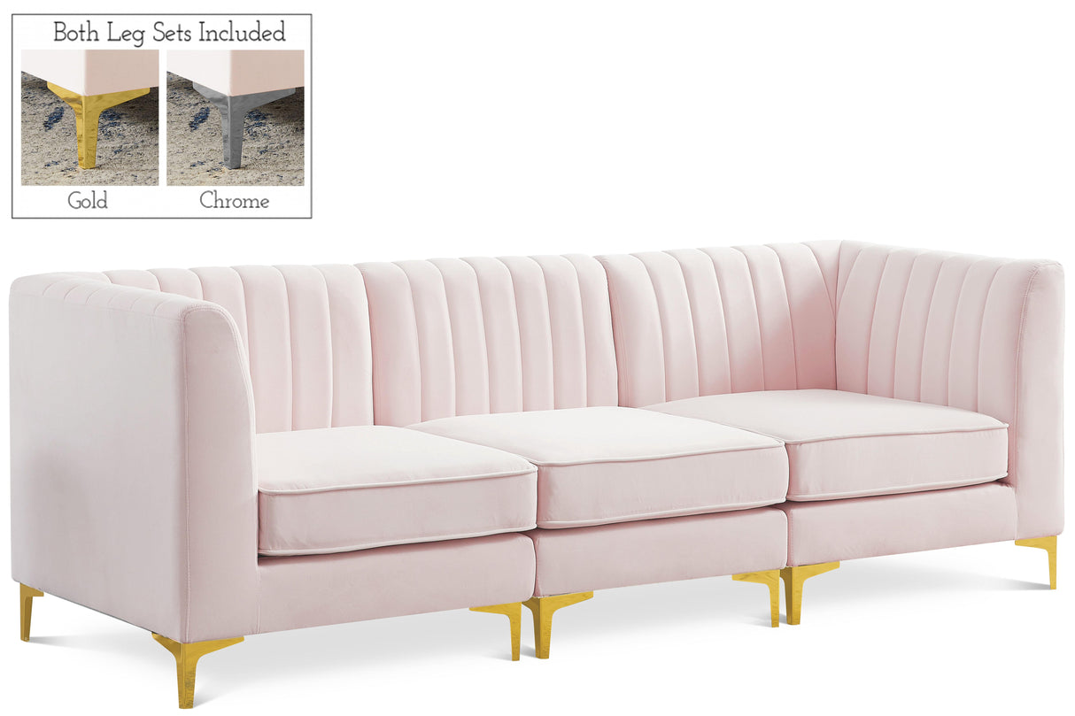 Alina Pink Velvet Modular Sectional - galleria furniture outlet