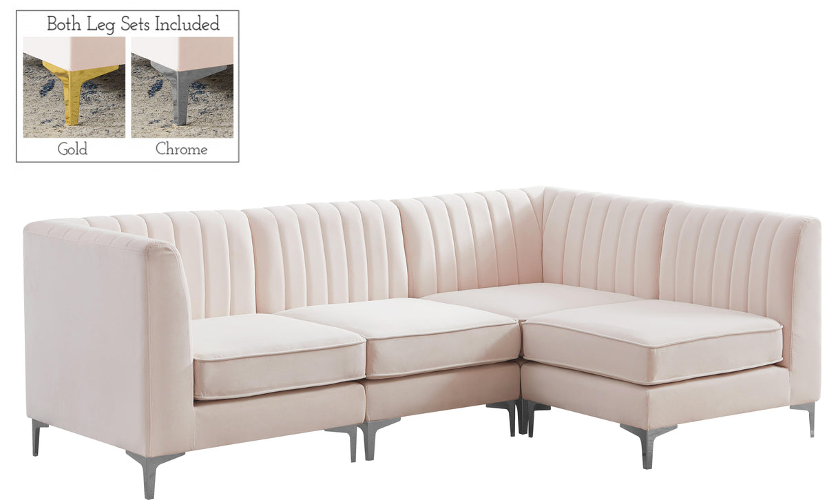 Alina Pink Velvet Modular Sectional - galleria furniture outlet