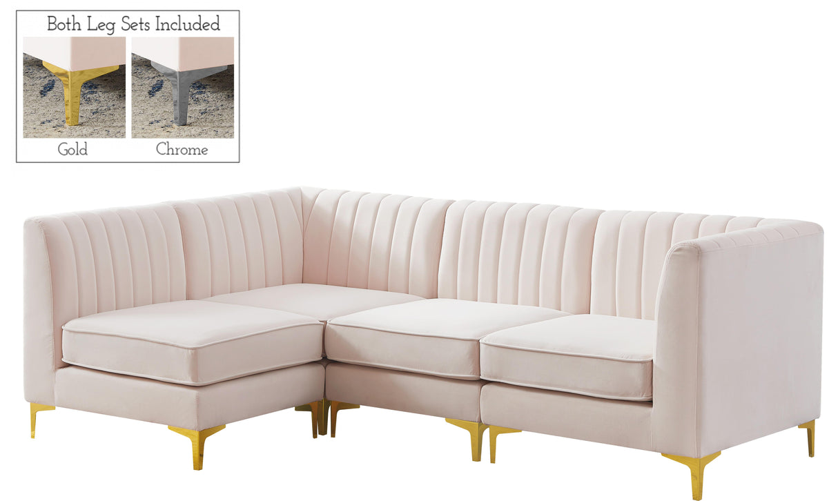 Alina Pink Velvet Modular Sectional - galleria furniture outlet