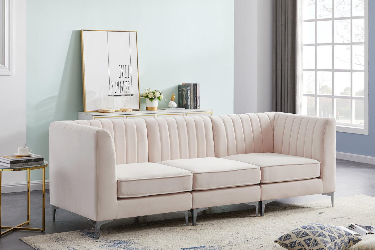 Alina Pink Velvet Modular Sectional - galleria furniture outlet
