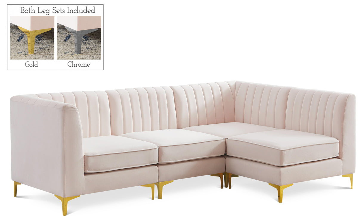 Alina Pink Velvet Modular Sectional - galleria furniture outlet