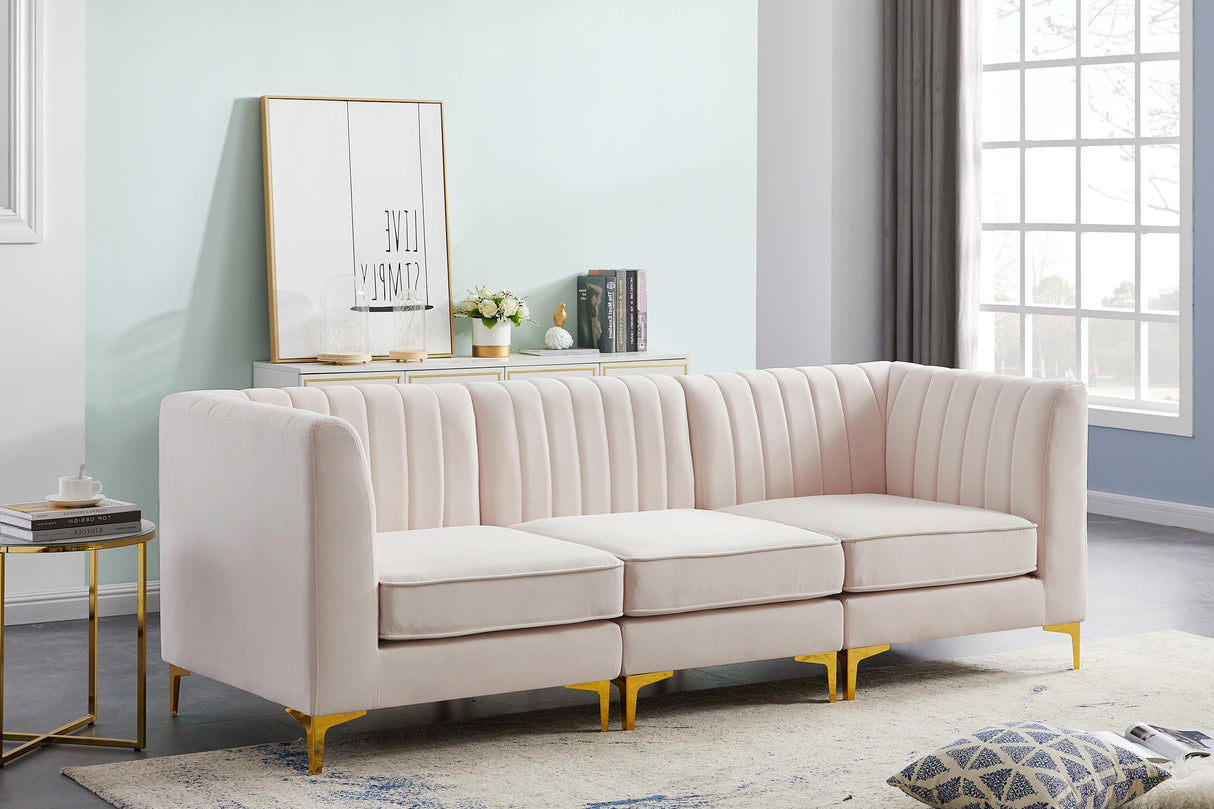 Alina Pink Velvet Modular Sectional - galleria furniture outlet