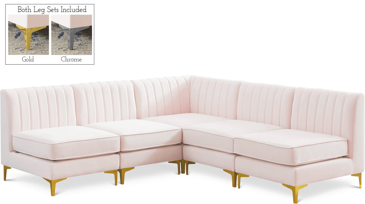 Alina Pink Velvet Modular Sectional - galleria furniture outlet