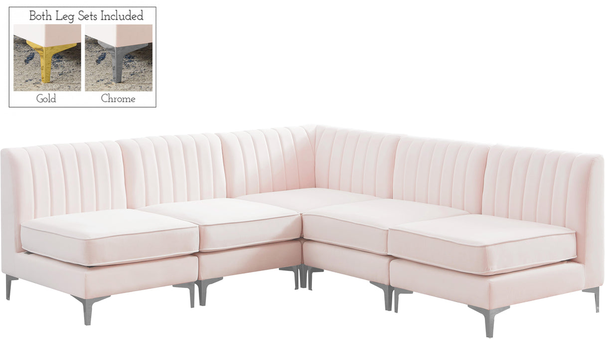 Alina Pink Velvet Modular Sectional - galleria furniture outlet