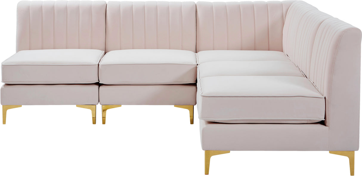 Alina Pink Velvet Modular Sectional - galleria furniture outlet