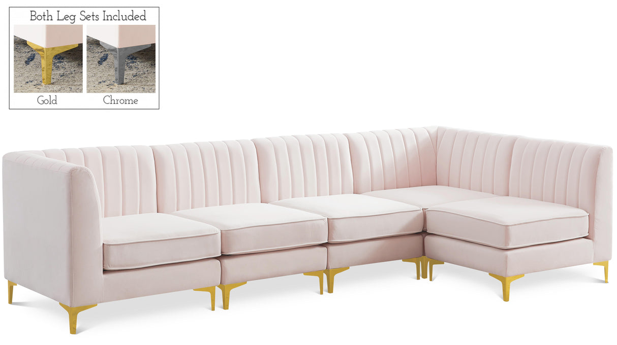 Alina Pink Velvet Modular Sectional - galleria furniture outlet