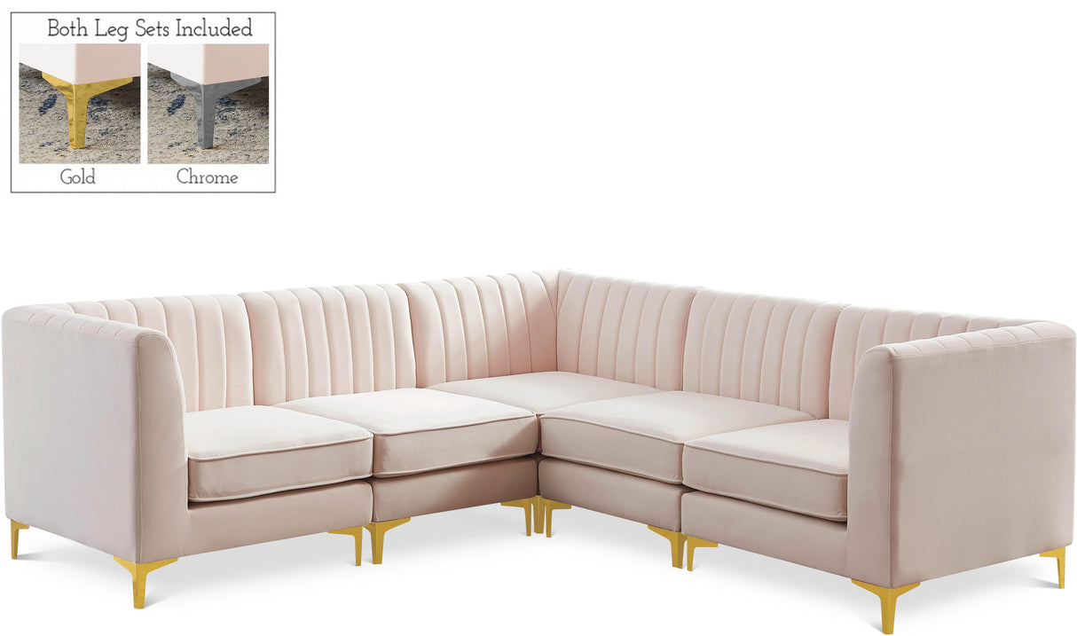 Alina Pink Velvet Modular Sectional - galleria furniture outlet