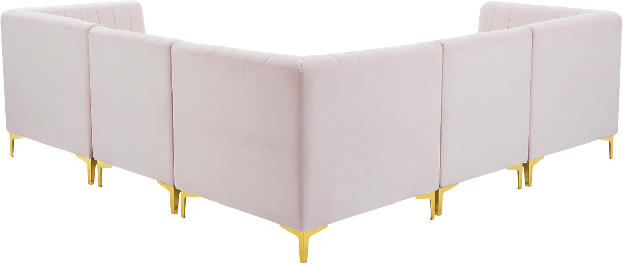 Alina Pink Velvet Modular Sectional - galleria furniture outlet
