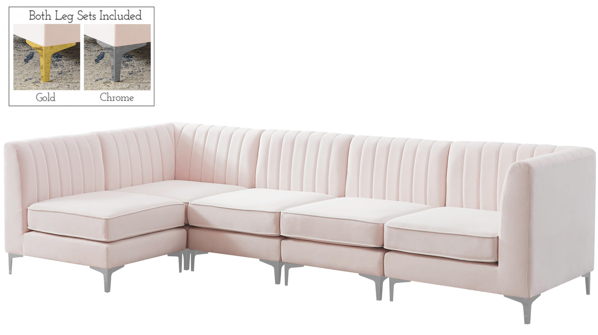 Alina Pink Velvet Modular Sectional - galleria furniture outlet