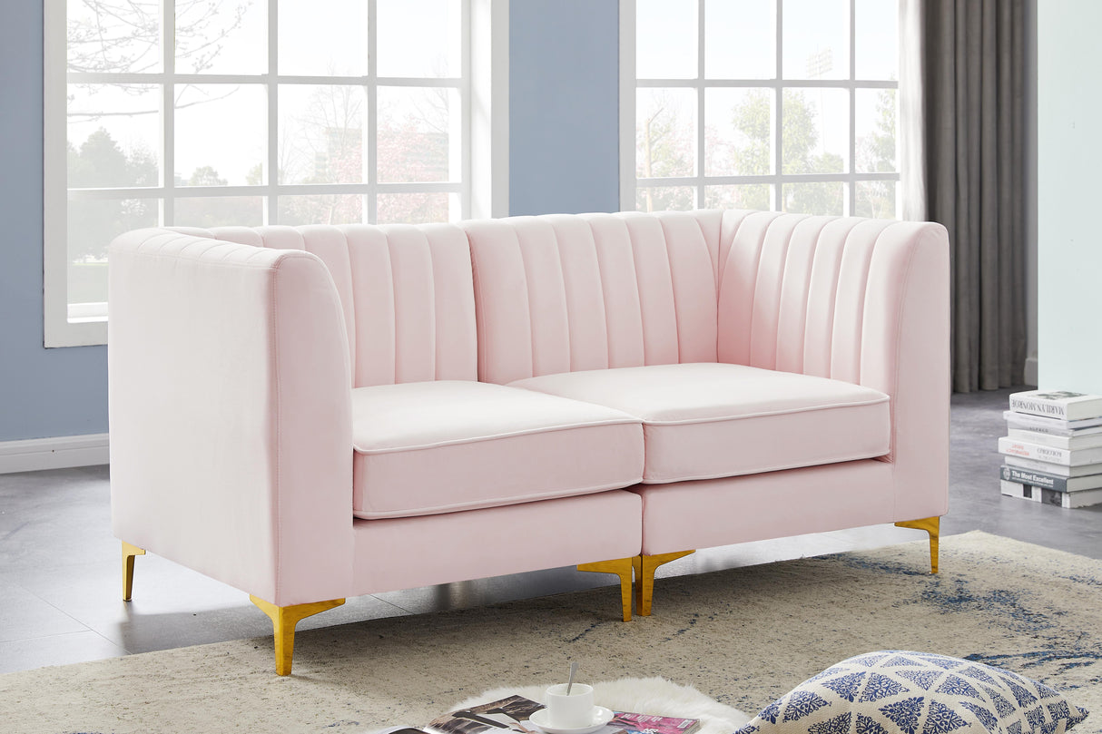 Alina Pink Velvet Modular Sectional - galleria furniture outlet