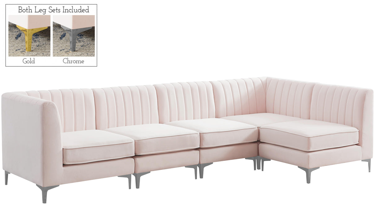 Alina Pink Velvet Modular Sectional - galleria furniture outlet