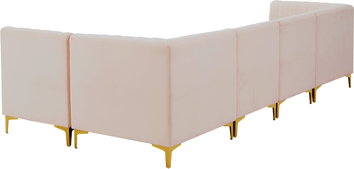Alina Pink Velvet Modular Sectional - galleria furniture outlet