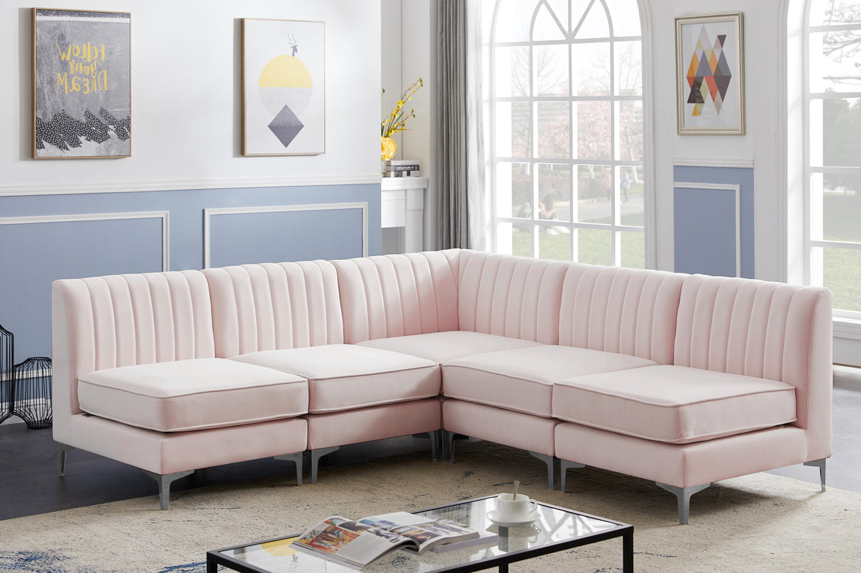 Alina Pink Velvet Modular Sectional - galleria furniture outlet