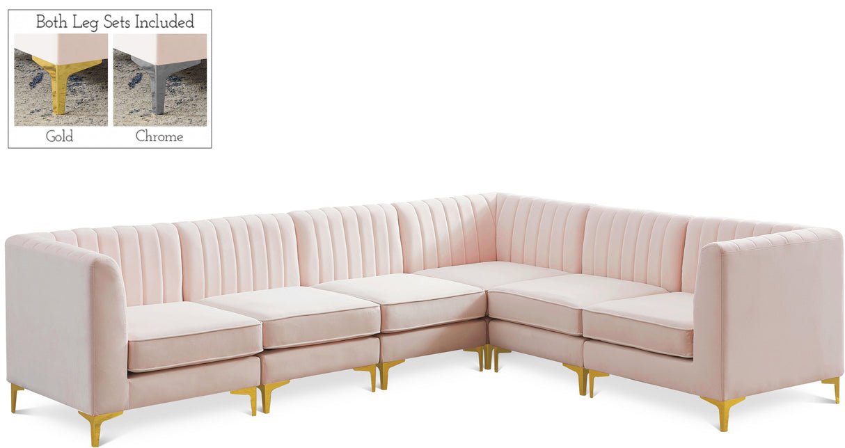 Alina Pink Velvet Modular Sectional - galleria furniture outlet