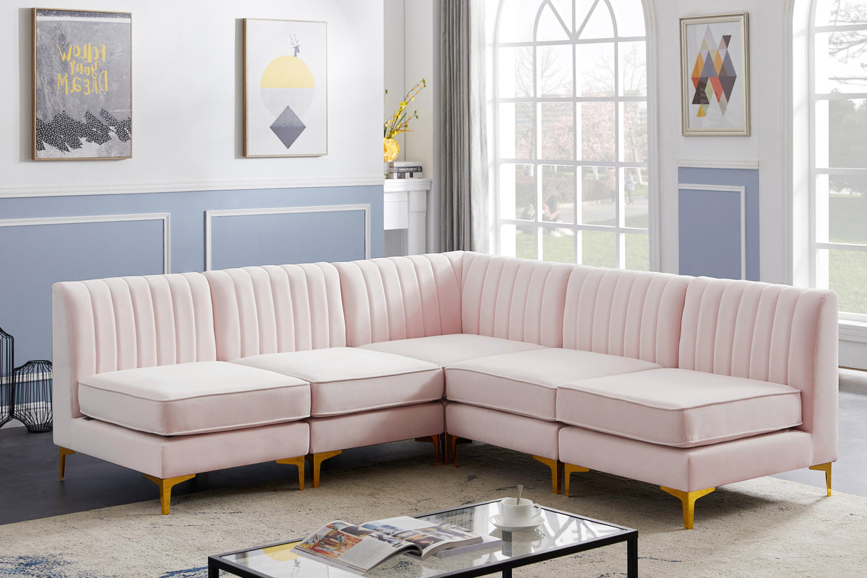 Alina Pink Velvet Modular Sectional - galleria furniture outlet
