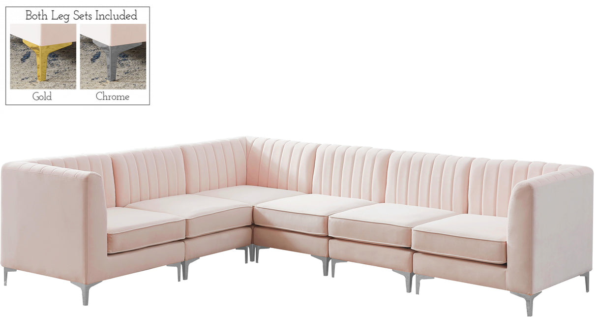 Alina Pink Velvet Modular Sectional - galleria furniture outlet
